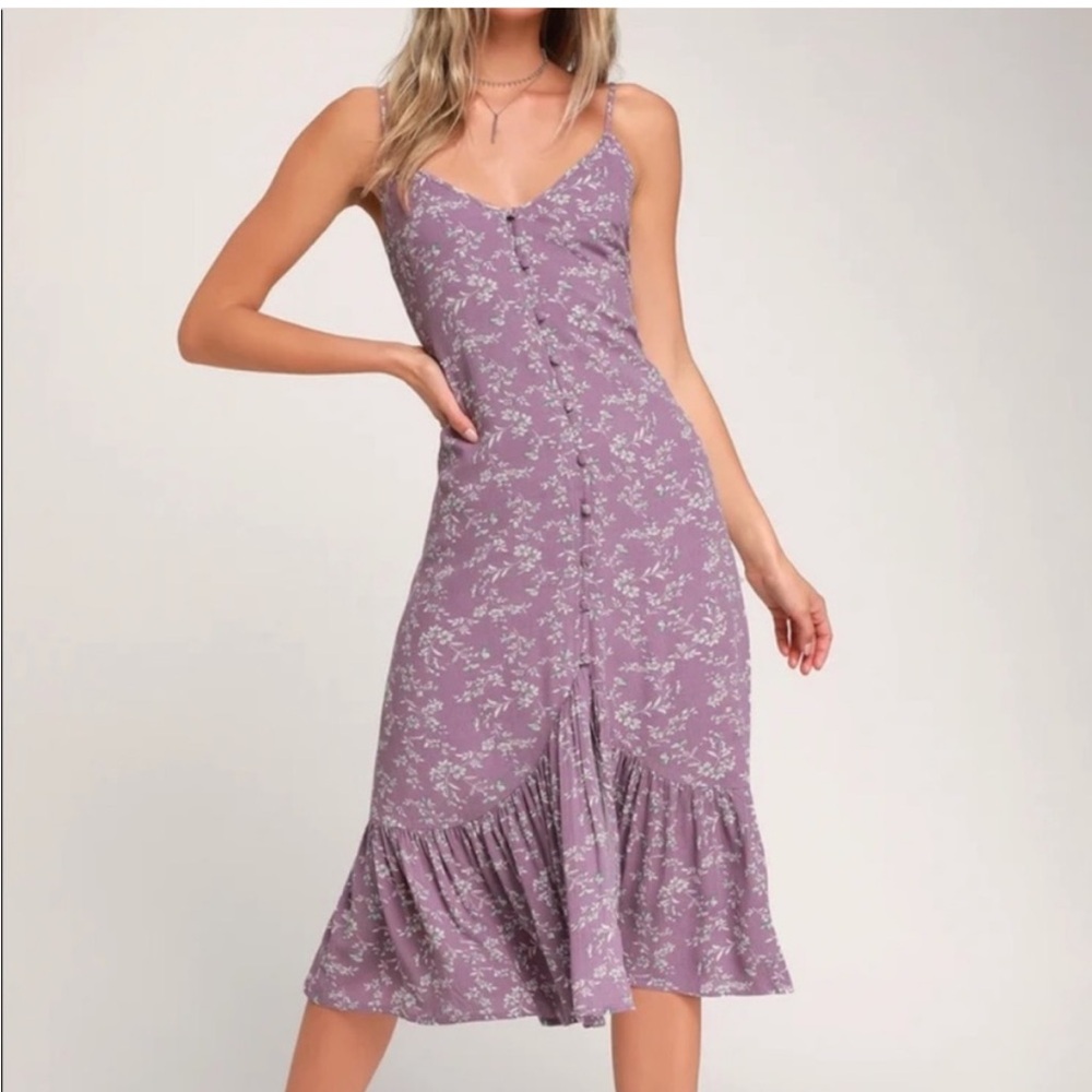 Lulu's Lavender Floral midi Dress